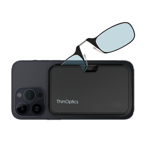 black blue light blocker readers with black magnetic pod