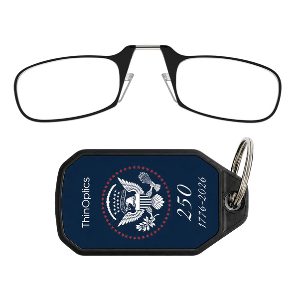 black readers with navy Presidential Commemorative keychain case