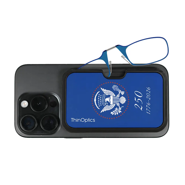 blue readers with royal blue Presidential Commemorative Magsafe Pod