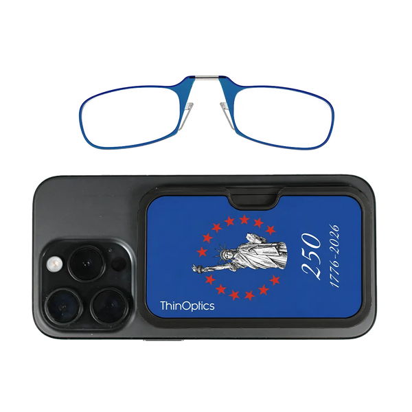 blue readers with royal Lady Liberty Commemorative Magsafe Pod