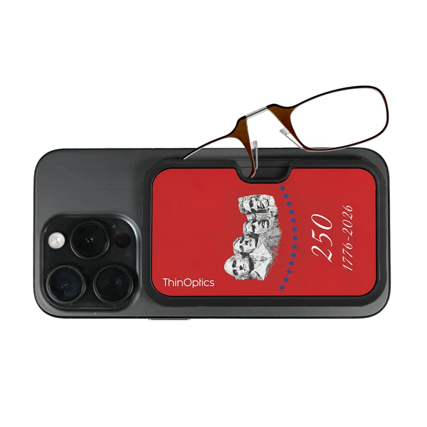 brown readers with red Rushmore Commemorative Magsafe Case