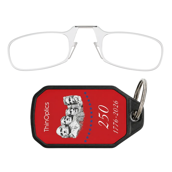 clear readers with red Rushmore Commemorative Keychain Case