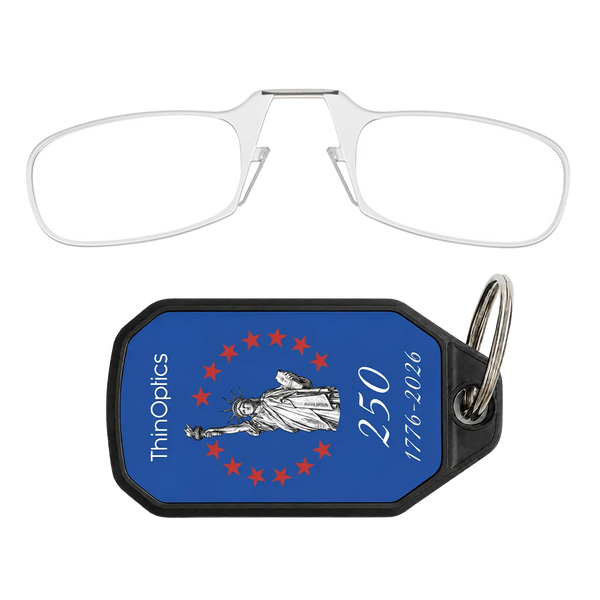 clear readers with royal Lady Liberty Commemorative keychain case