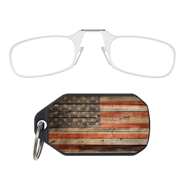 Sleek design meets universal comfort. Our Clear Readers adapt to you, offering a barely-there feel with robust durability. Paired with a Rustic American Flag Keychain Case minimalist design, thin frames, and compact for portability.