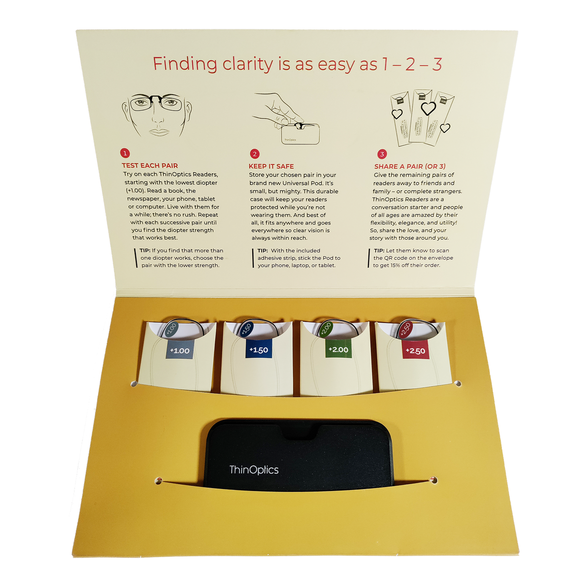 ThinOptics Clarity Kit Find Your Strength Readers & Reading Glasses