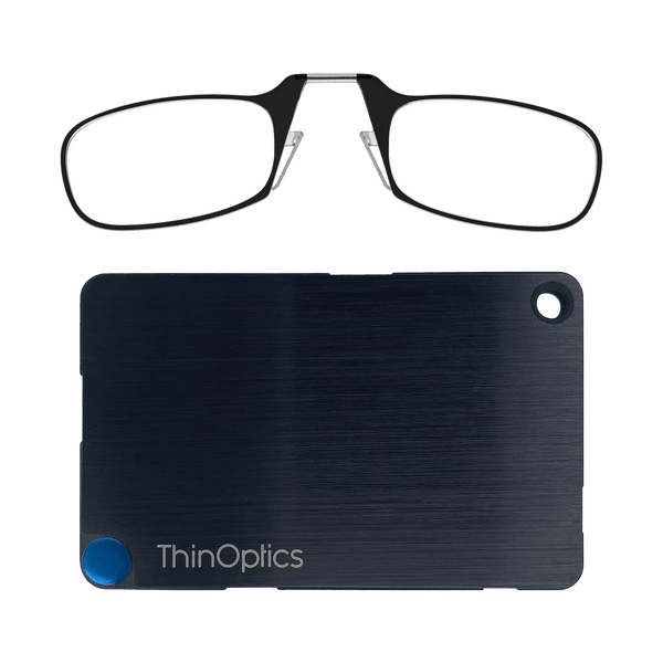 The ThinOptics Black Readers + Black Flashcard Wallet is a revolutionary advancement in the consolidation of your essentials, bringing together your credit cards, cash, identification, and reading glasses in a durable and compact case that'll go everywhere with you.
Made from brushed stainless steel with PVD coating for increased impact strength and excellent abrasion resistance, the ThinOptics Readers + Black Flashcard Wallet looks great and securely holds everything you need.