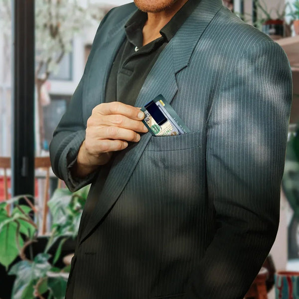 The ThinOptics Readers + Black Flashcard Wallet is a revolutionary advancement in the consolidation of your essentials, bringing together your credit cards, cash, identification, and reading glasses in a durable and compact case that'll go everywhere with you.
Made from brushed stainless steel with PVD coating for increased impact strength and excellent abrasion resistance, the ThinOptics Readers + Black Flashcard Wallet looks great and securely holds everything you need.