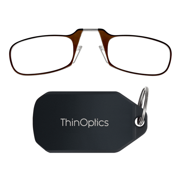 Sleek design meets multi-pack universal comfort. Our Brown Readers adapt to you, offering a barely-there feel with robust durability. Paired with a black case and keychain case: minimalist design, thin frames, and compact for portability.