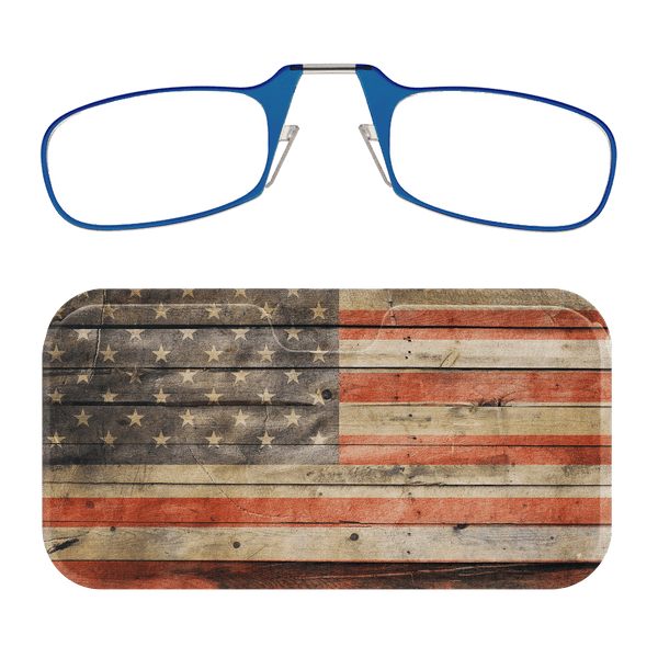 Sleek design meets universal comfort. Our Blue Readers adapt to you, offering a barely-there feel with robust durability. Paired with an American Flag Case minimalist design, thin frames, and compact for portability.