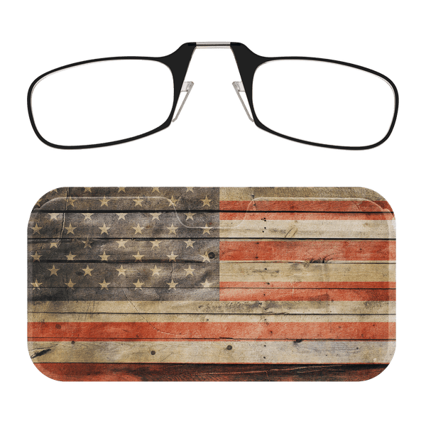 Sleek design meets universal comfort. Our Black Readers adapt to you, offering a barely-there feel with robust durability. Paired with an American Flag Case minimalist design, thin frames, and compact for portability.