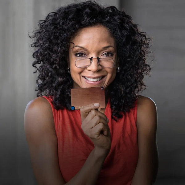 The ThinOptics Black Readers + Rose Gold Flashcard Wallet is a revolutionary advancement in the consolidation of your essentials, bringing together your credit cards, cash, identification, and reading glasses in a durable and compact case that'll go everywhere with you.
Made from brushed stainless steel with PVD coating for increased impact strength and excellent abrasion resistance, the ThinOptics Readers + Black Flashcard Wallet looks great and securely holds everything you need.