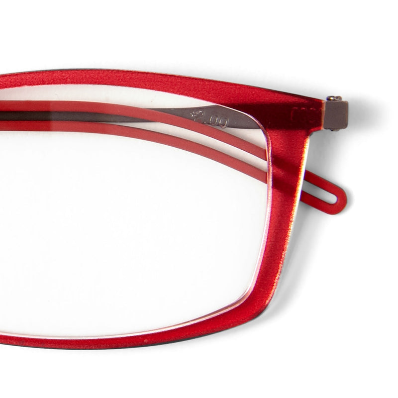 Rectangular Red +2.00 Reading Glasses 
