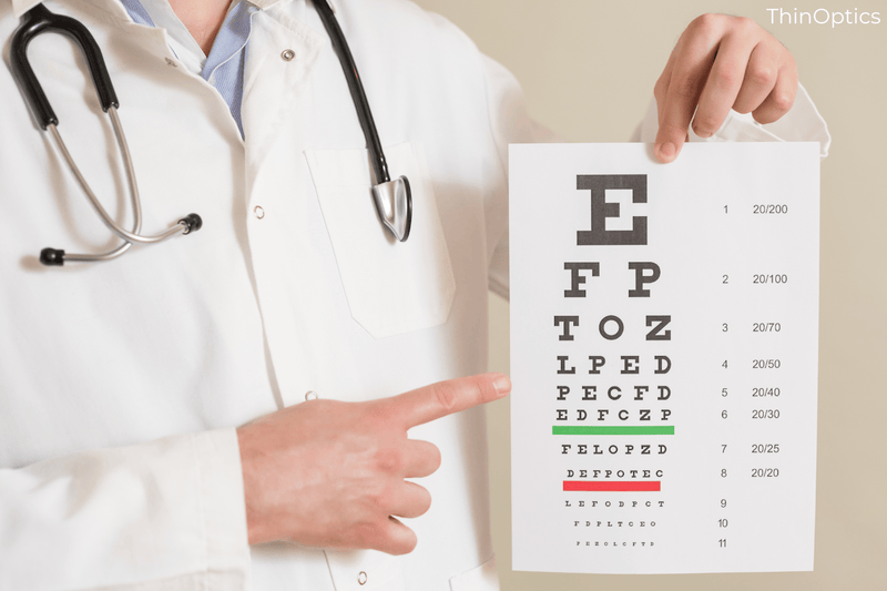 Male optometrist eye doctor doing eye exam.