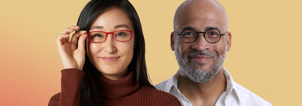 Woman wearing Brooklyn Full Frame Reading Glasses with Man wearing Manhattan Full Frame Reading Glasses
