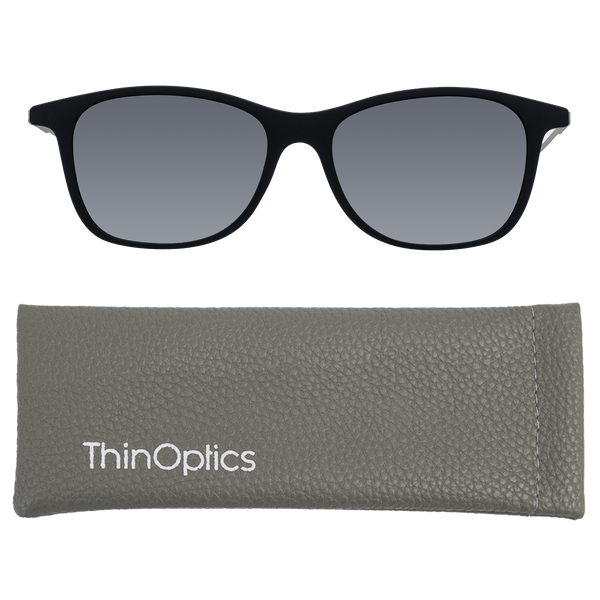 Shado by ThinOptics Matte Black Sunglasses with Case and Pouch ThinOptics Shado Sunglasses - Polarised Sunglasses Featuring  main image 4
