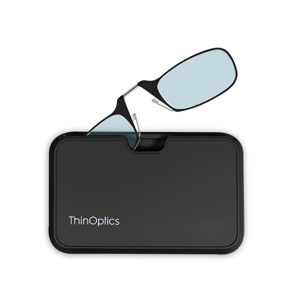 black blue light blocker readers with black magnetic pod
