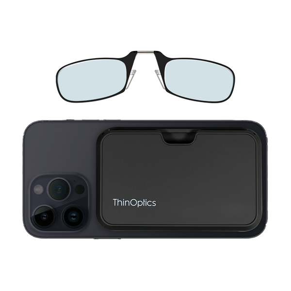black blue light blocker readers with black magnetic pod