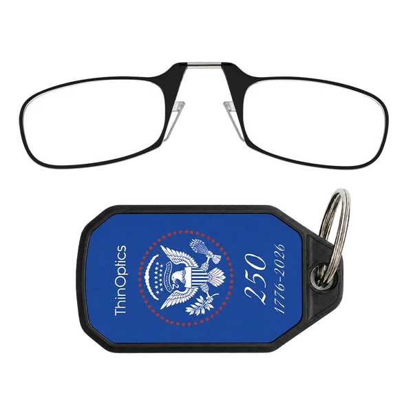 black readers with navy Presidential Commemorative keychain case
