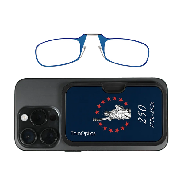 blue readers with red Lady Liberty Commemorative Magsafe Pod