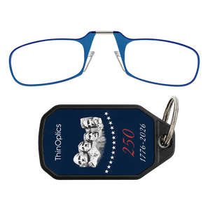 blue readers with navy Rushmore Commemorative Keychain Case