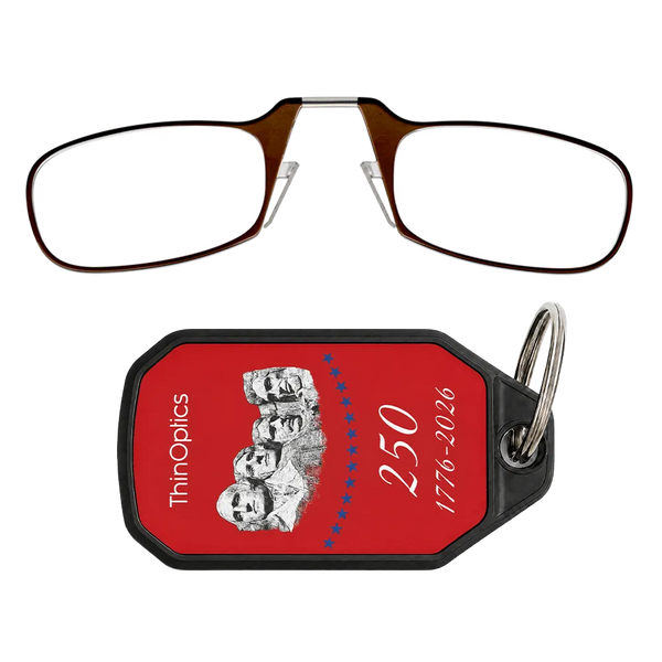 brown readers with red Rushmore Commemorative Keychain Case
