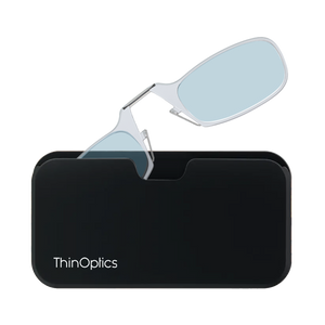 clear blue light blocker with black universal pod case