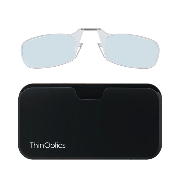 clear blue light blocker with black universal pod case