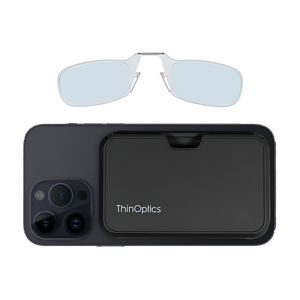 clear blue light blocker readers with black magnetic pod