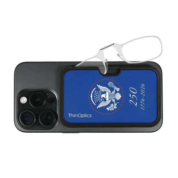 clear readers with royal blue Presidential Commemorative Magsafe Pod 