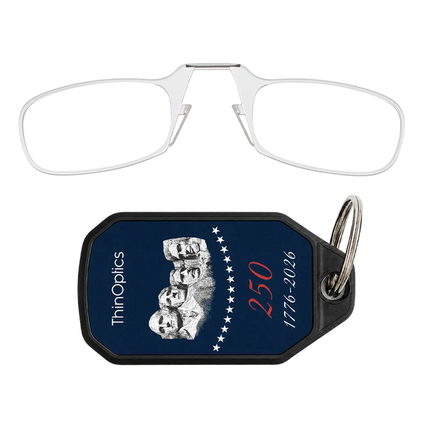 clear readers with navy Rushmore Commemorative Keychain Case