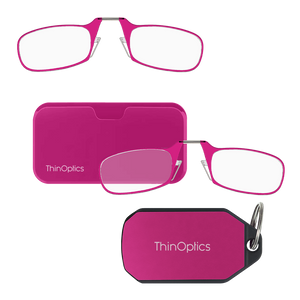 Pink Moment Readers with Fuchsia Magnetic Pod and Fuchsia Keychain