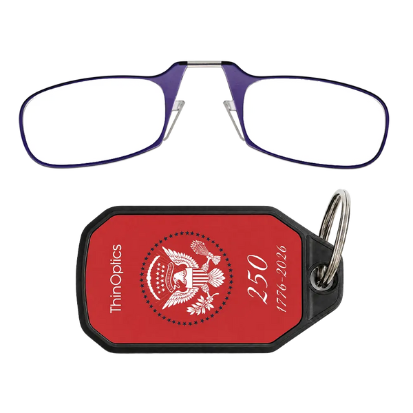 purple readers with red Presidential Commemorative keychain case
