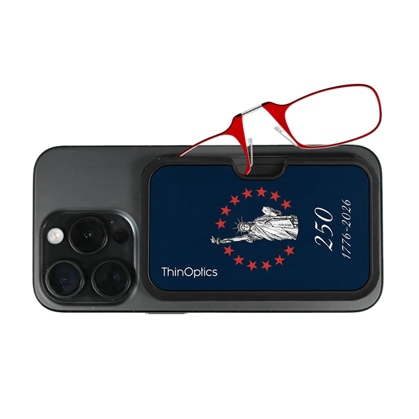 red readers with navy Lady Liberty Commemorative Magsafe Pod