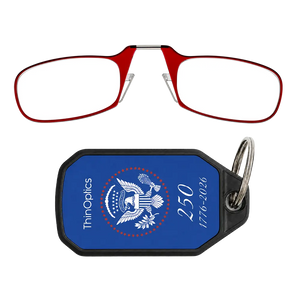 red readers with navy Presidential Commemorative keychain case