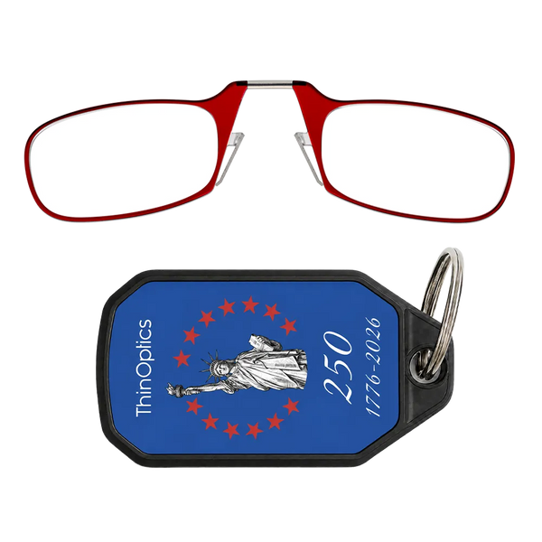 red readers with royal Lady Liberty Commemorative keychain case