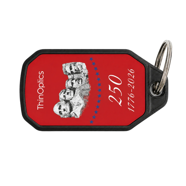Mt. Rushmore commemorative keychain case in red