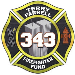 Terry Farrell Firefighter Fund logo with 343 and Twin Towers imagery