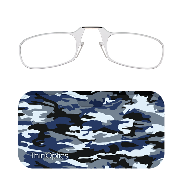 Clear Readers + Camo Chic Universal Pod Case with Readers above case