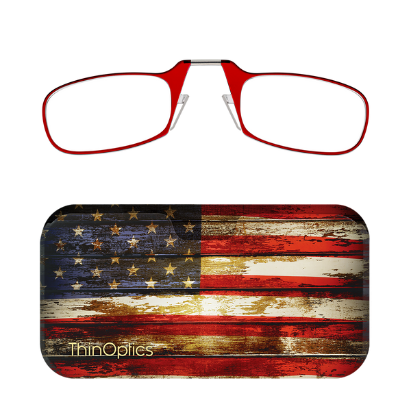 Red Readers + Rustic Flag Universal Pod case with Readers above case