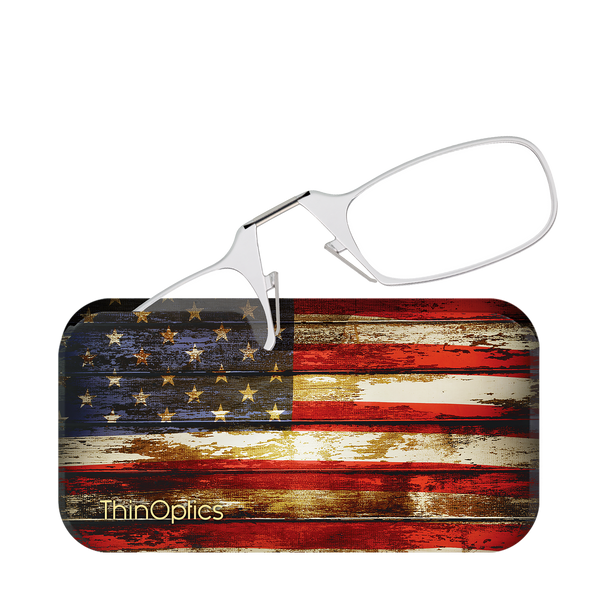 Clear Readers peeking out of a Rustic Flag Universal Pod