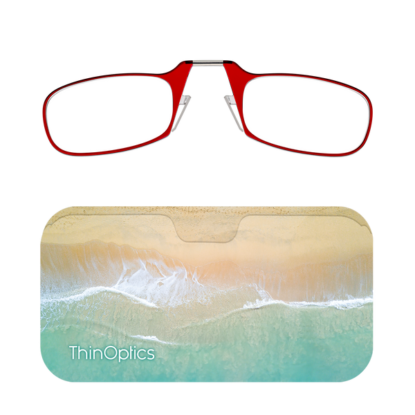 Red Readers + Surf & Sand Universal Pod case with Readers above case