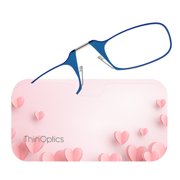 Blue Frames peeking out of a Pink Hearts Universal Pod Case