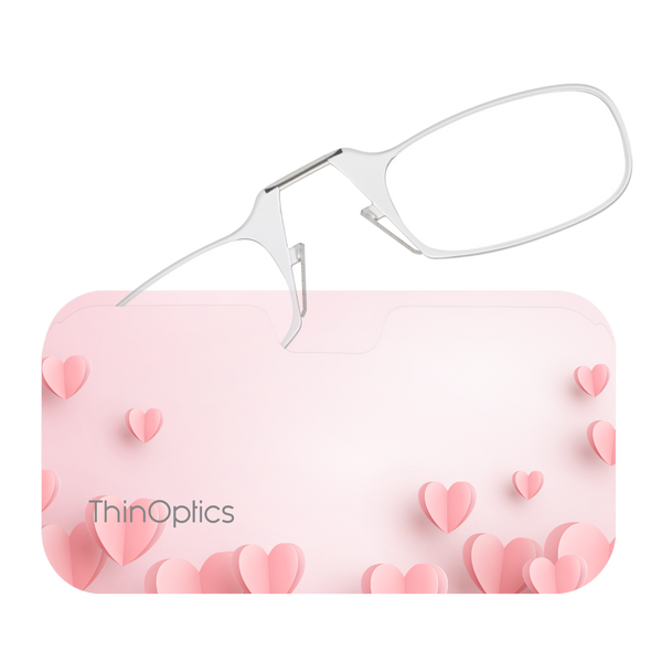 Clear Frames peeking out of a Pink Hearts Universal Pod Case