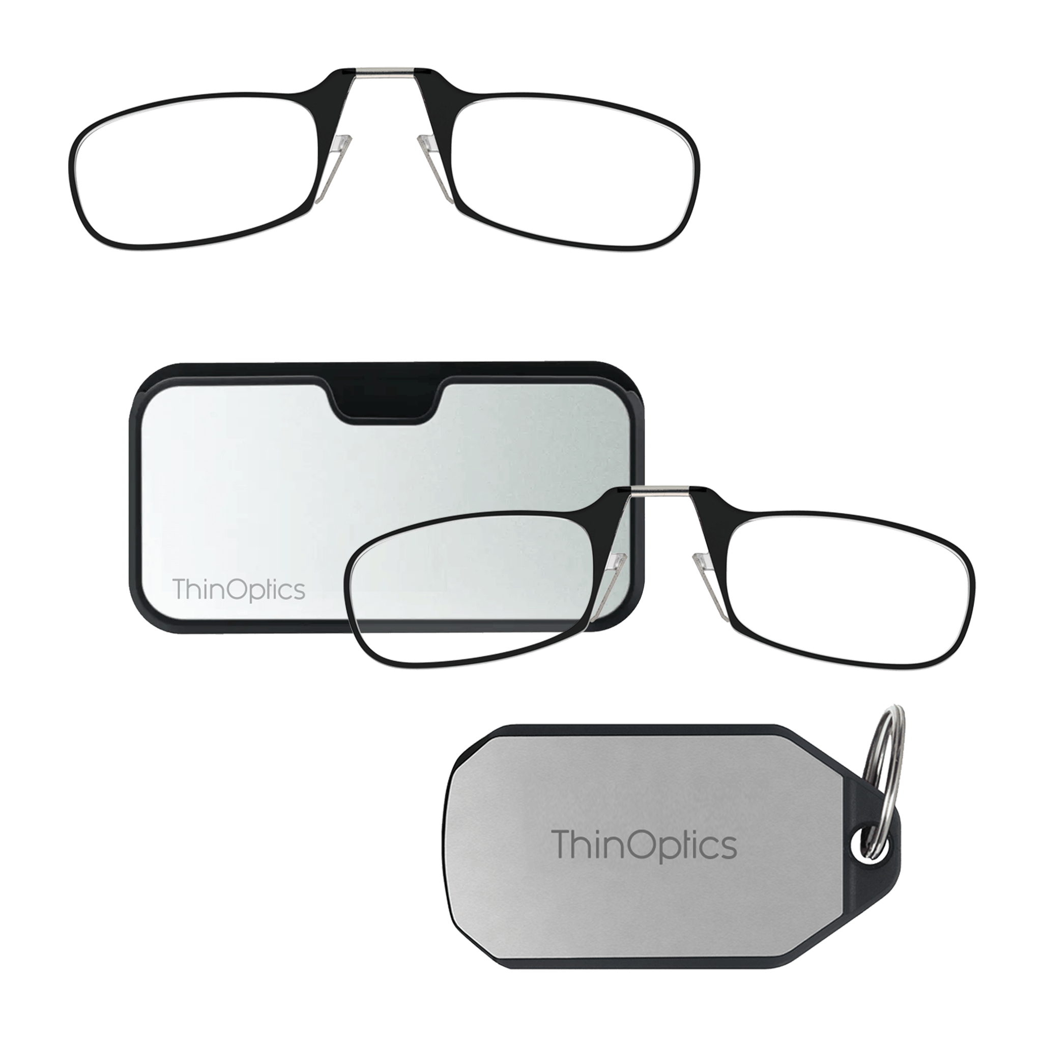 ThinOPTICS Reading Glasses + Black Universal Pod Case | Classic Collection,  Black Frames, 2.00 Stren : Amazon.in: Health & Personal Care