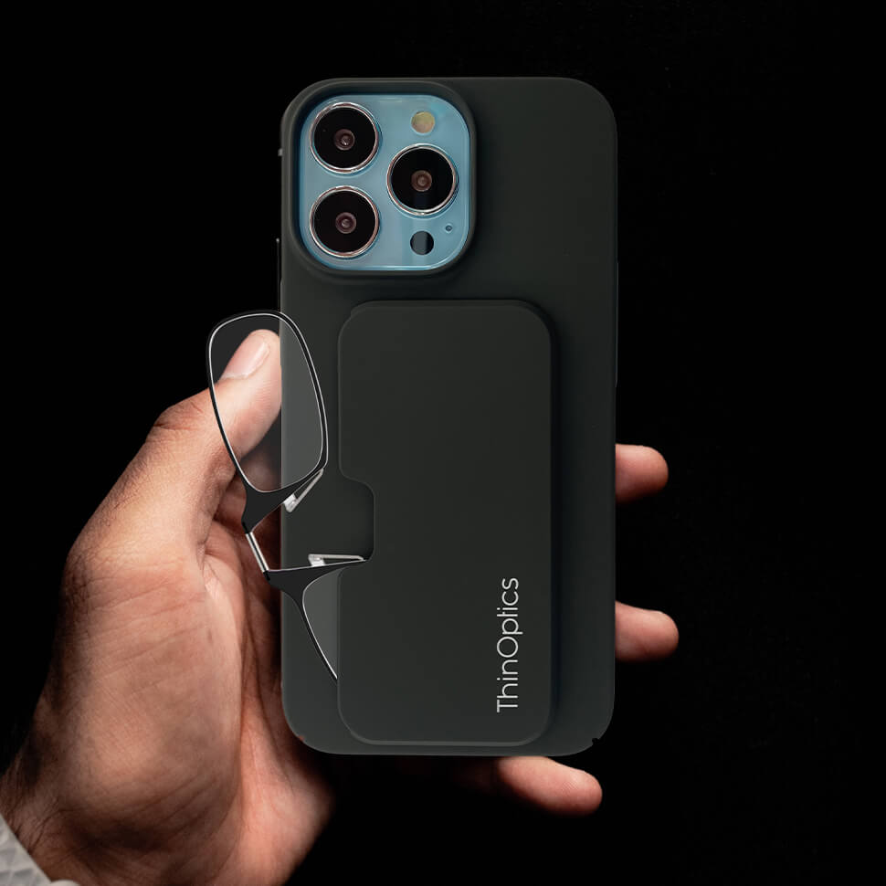 Armless Readers + iPhone 14 Pro Slimline Case | Clear | +2.00 | World's Thinnest Readers | Matte-Black Case | Always With You Armless Readers + iPhone 14 Pro Slimline Case | Clear | +2.00 | World's Thinnest Readers | Matte-Black Case | Always With You
