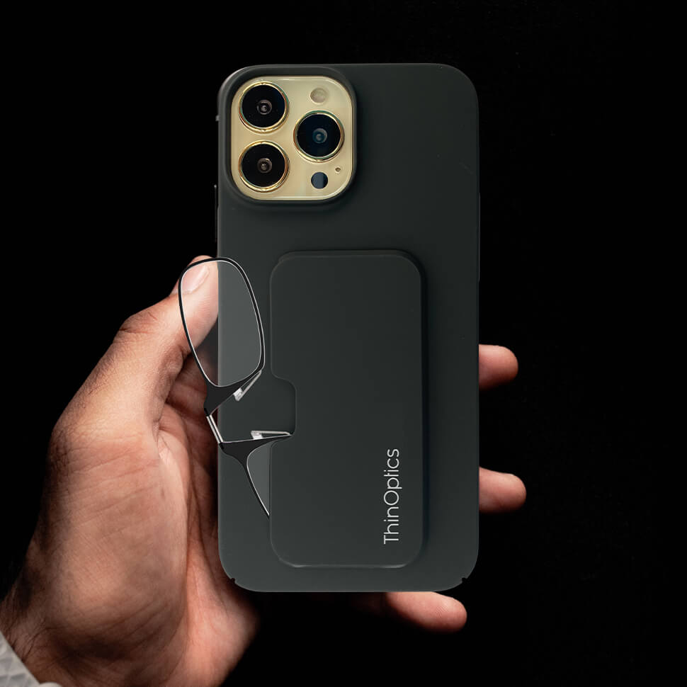 ThinOptics | Readers + iPhone 14 Pro Max Slimline Phone Case | Readers & Reading Glasses Black / +1.0 ThinOptics | Readers + iPhone 14 Pro Max Slimline Phone Case | Readers & Reading Glasses Black / +1.0